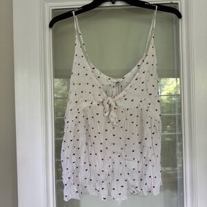 Free People White and Red Heart Camisole